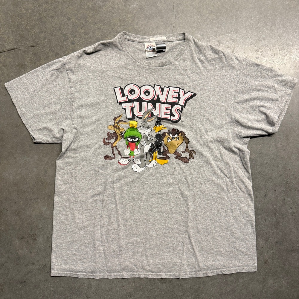 Looney Tunes Graphic T-Shirt Mens XL Gray Delta Pro Weight Bugs Bunny Taz Daffy
